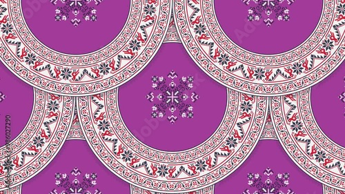 Traditional Ukrainian embroidery 4k motion graphic loop pattern