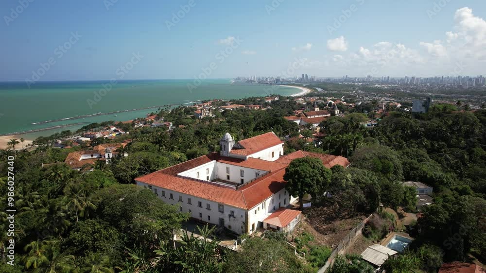 Centro Histórico da cidade de Olinda no estado de Pernambuco - Pernambuco visto de Cima com drone 4k - Brasil Centro Histórico da cidade de Olinda no estado de Pernambuco - Pernambuco visto de Cima com drone 4k - Brasil