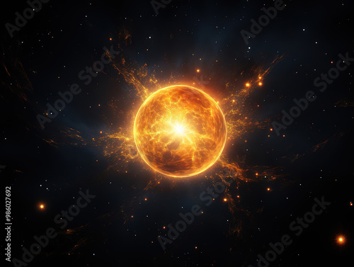 Extraordinary Abstract natural sun flare on the black