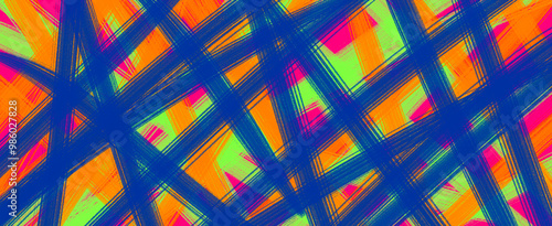 Made up of multicolored lines
Graphics, Banner, Materials