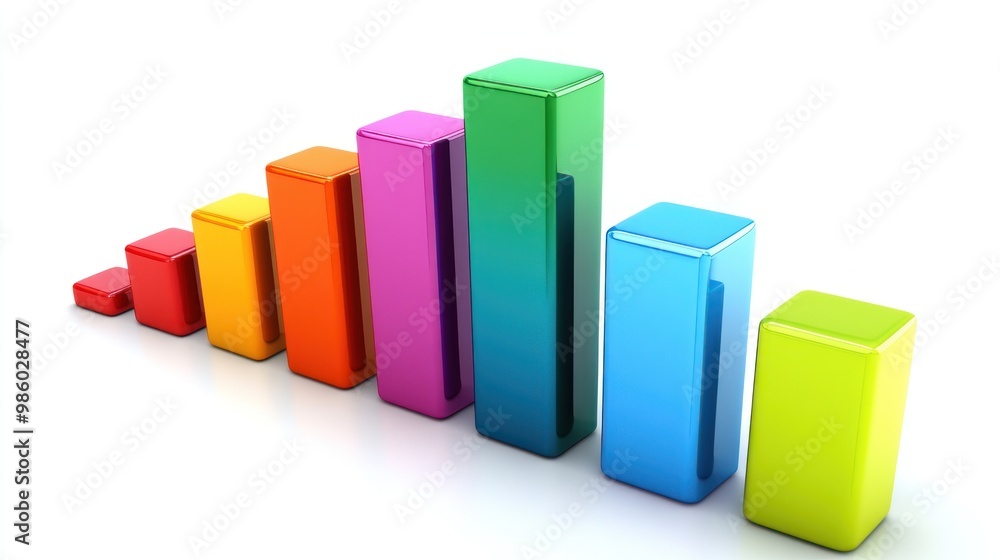 Colorful 3D bar chart illustration isolated on white background. Colorful 3D bar chart illustration isolated on white background.
