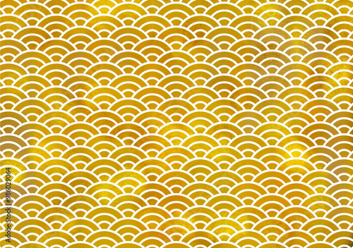 Japanese pattern “Seigaiha” gold leaf style
