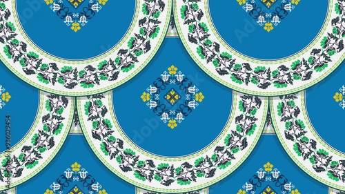 Traditional Ukrainian embroidery 4k motion graphic loop pattern