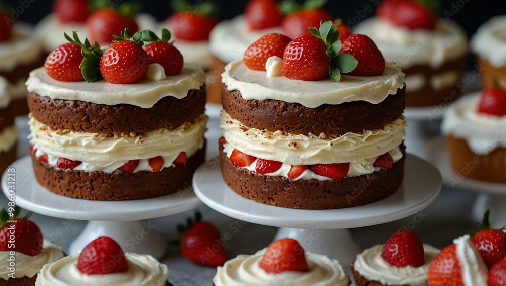 Repeated image of cake with strawberries. Repeated image of cake with strawberries.