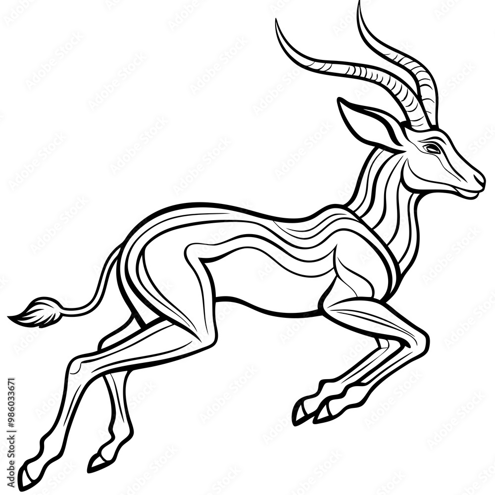 Graceful Gazelle Mid Leap Line Art Vector Design Graceful Gazelle Mid Leap Line Art Vector Design