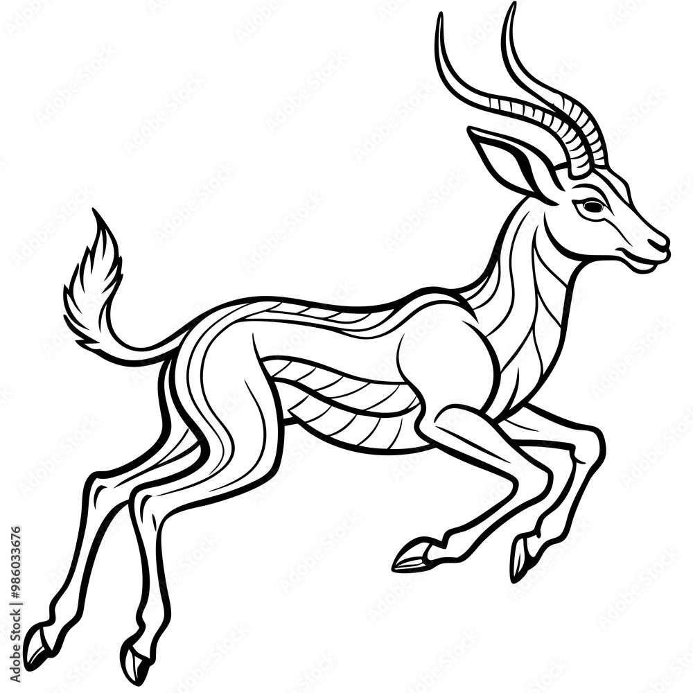 Graceful Gazelle Mid Leap Line Art Vector Design Graceful Gazelle Mid Leap Line Art Vector Design