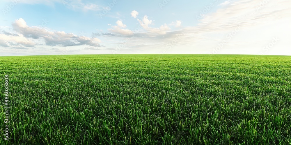 Isolated Green Lawn Under Blue Sky Isolated Green Lawn Under Blue Sky