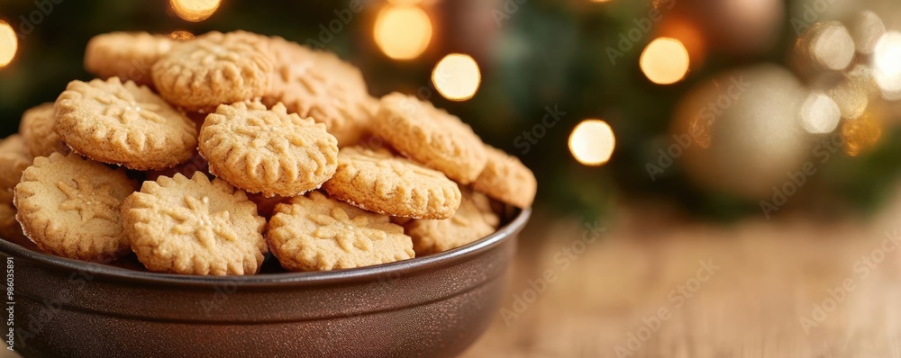 A delicious bowl of festive cookies, perfect for holiday gatherings and celebrations filled with warmth and joy. A delicious bowl of festive cookies, perfect for holiday gatherings and celebrations filled with warmth and joy.