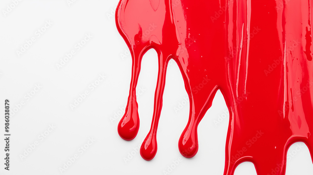 Artistic Expression: Dripping Red Paint Isolated on White Artistic Expression: Dripping Red Paint Isolated on White
