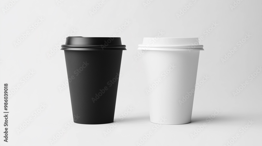Sleek Design: White and Black Paper Coffee Cup Mock-Up Sleek Design: White and Black Paper Coffee Cup Mock-Up