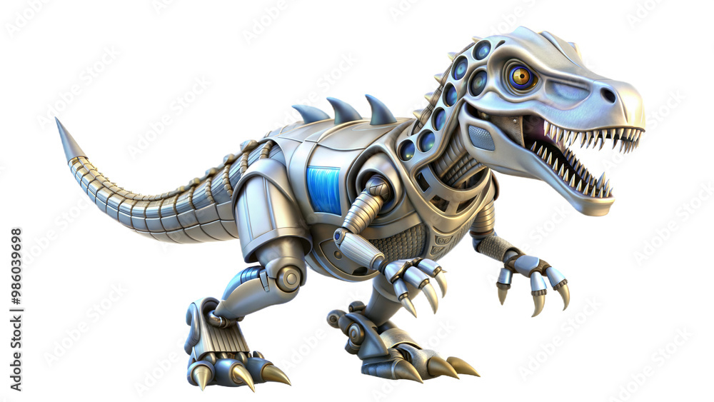 a cute robot of megalosaurus dinosaur 3d illustration a cute robot of megalosaurus dinosaur 3d illustration