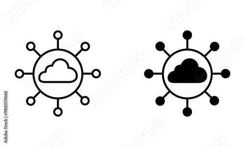 Illustration of cloud computing network and service icon vector