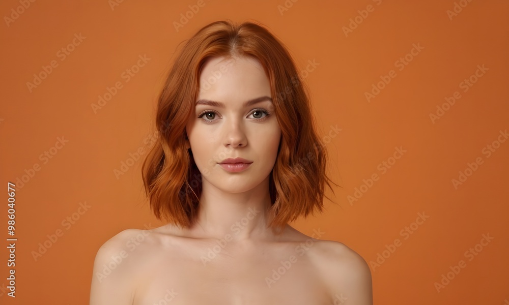 Beautiful Redhead Woman, Natural Hair, Casual, Minimalist Beautiful Redhead Woman, Natural Hair, Casual, Minimalist