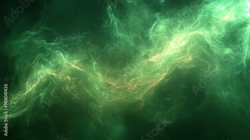 Wallpaper Mural Abstract imagery of green mist interwoven with delicate light streaks, evoking a sense of mystical energy and dynamic, flowing motion. Torontodigital.ca