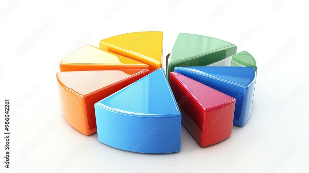 Obraz premium Colorful 3D pie chart on white background.
