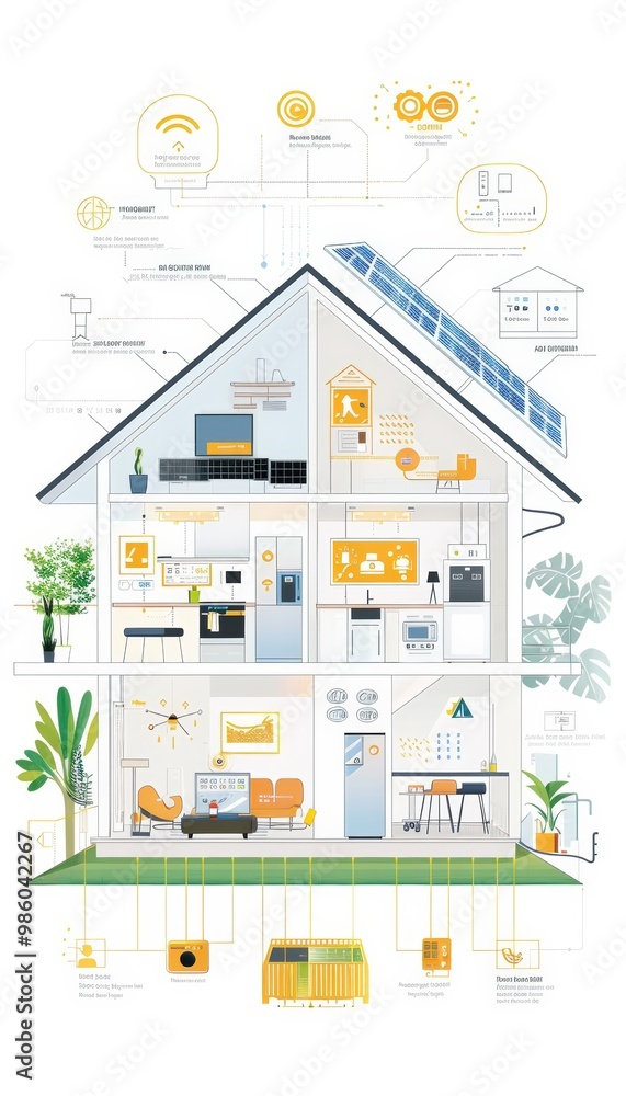 Modern Smart Home with Energy-Efficient Appliances and Central Control Panel for Sustainable Living Modern Smart Home with Energy-Efficient Appliances and Central Control Panel for Sustainable Living