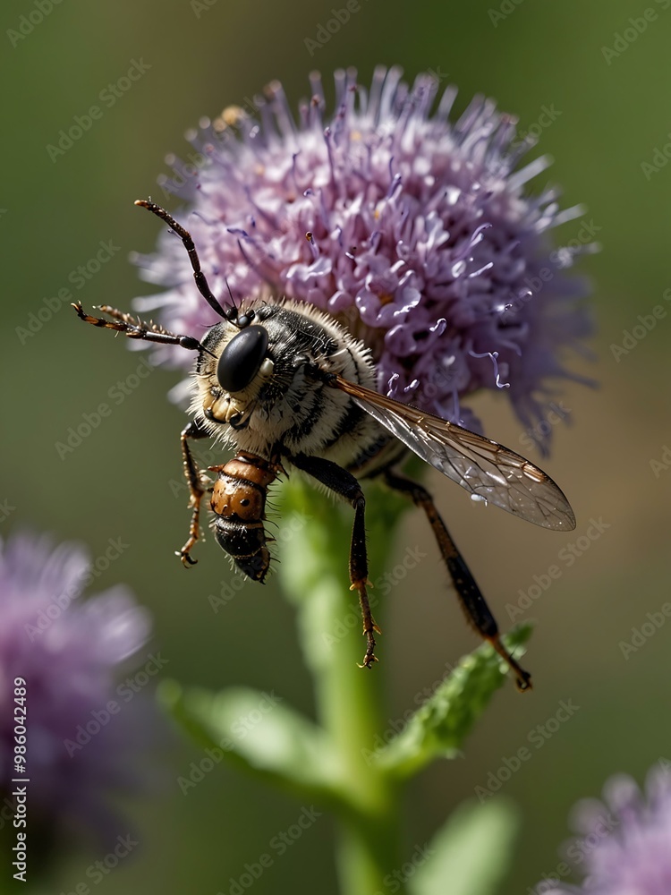 Sericomya insect on a scabious flower.