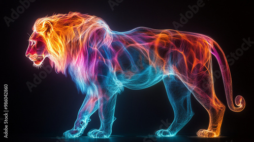 3d hologram of lion