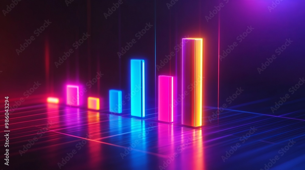 Colorful bar graph representing data trends in a modern style. Colorful bar graph representing data trends in a modern style.