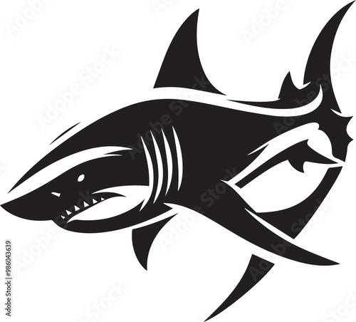 Bull Shark silhouette vector black and white