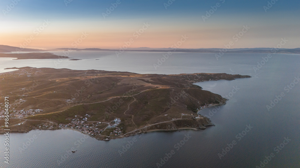 Aerial view of Avsa island, Turkey. Avsa Island view from sea in Turkey. Aerial view of Avsa island, Turkey. Avsa Island view from sea in Turkey.