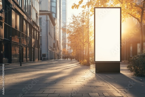 mockup of a billboard on a modern city street, with copy space, for your text and product advertising in the autumn