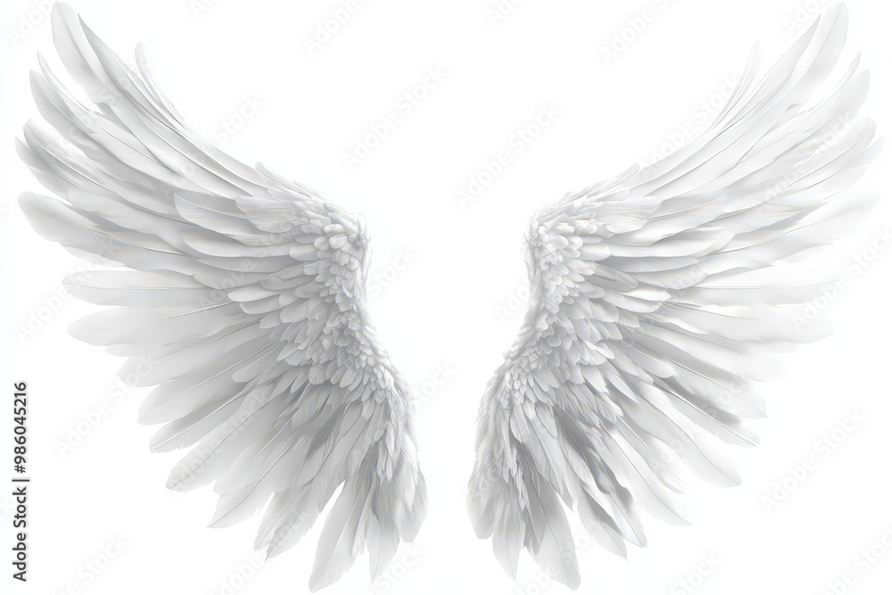 Ethereal White Angel Wings Isolated on Background Ethereal White Angel Wings Isolated on Background