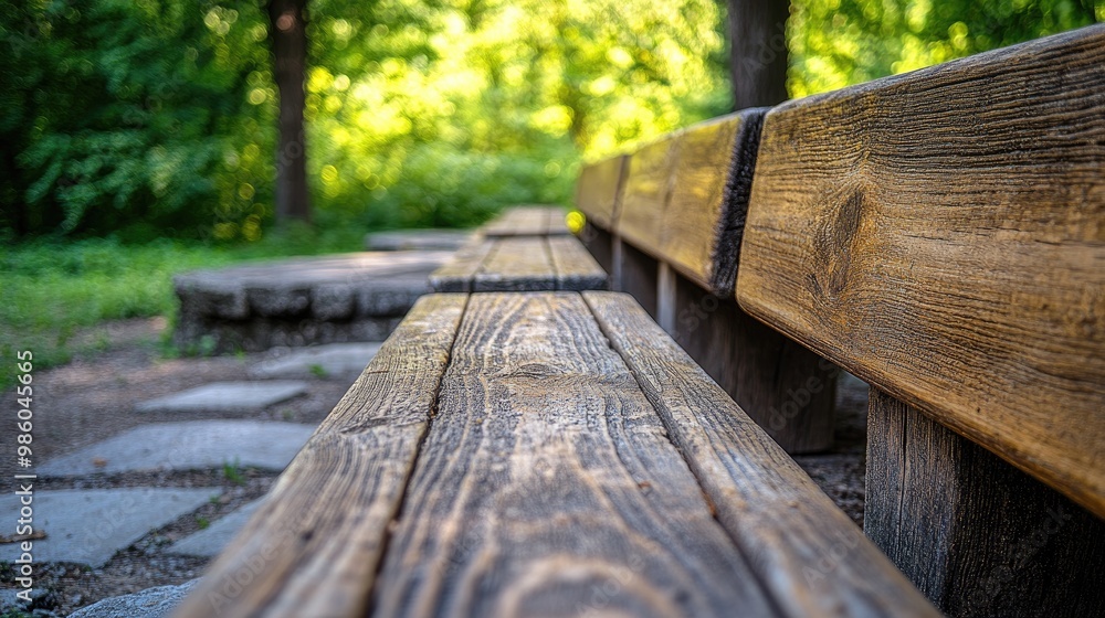 A close-up of the wooden seating in a rustic amphitheatre, with the natural grain of the wood visible. The seating is simple and unadorned, adding to the rustic charm of the setting. The background A close-up of the wooden seating in a rustic amphitheatre, with the natural grain of the wood visible. The seating is simple and unadorned, adding to the rustic charm of the setting. The background
