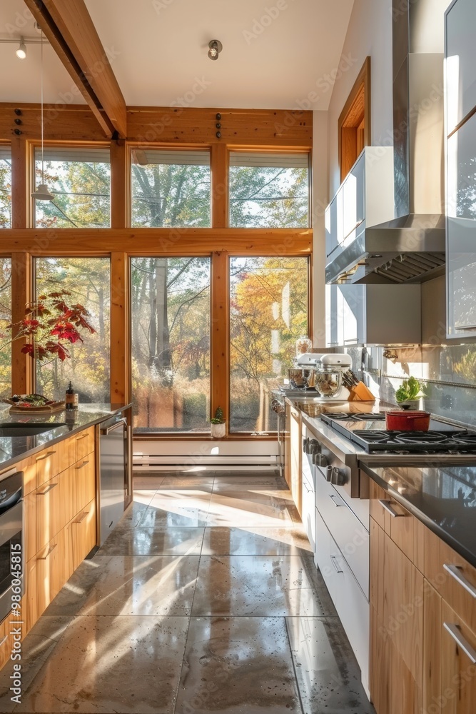 Modern Sustainable Kitchen Design with Energy Saving Appliances and Solar Powered Range Modern Sustainable Kitchen Design with Energy Saving Appliances and Solar Powered Range