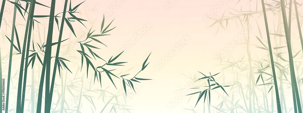 Fototapeta premium A Watercolor Illustration of a Bamboo Forest