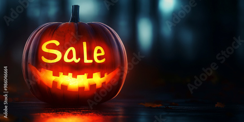 Wallpaper Mural Glowing Halloween pumpkin with Sale carved, creating a festive atmosphere during October evenings Torontodigital.ca