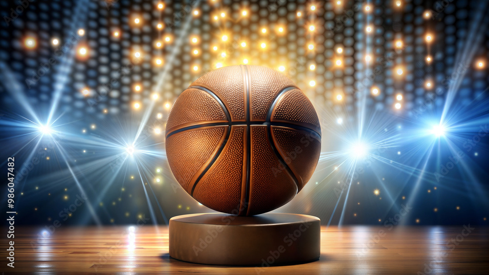 Basketball on the podium in the spotlight. Basketball on the podium in the spotlight.