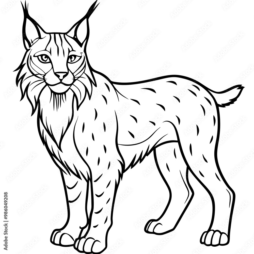 Obraz premium Elegant Lynx Minimalist Line Art of a Tufted-Eared Beauty