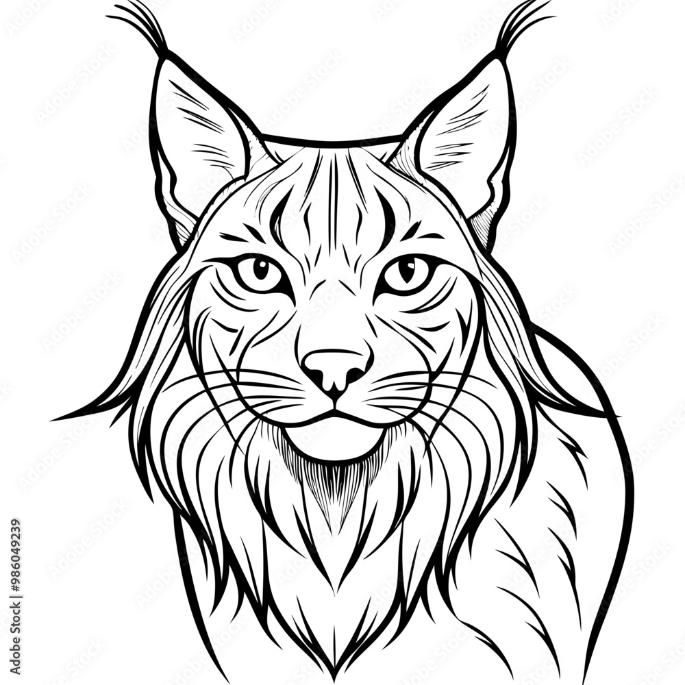 Elegant Lynx Minimalist Line Art of a Tufted-Eared Beauty Elegant Lynx Minimalist Line Art of a Tufted-Eared Beauty