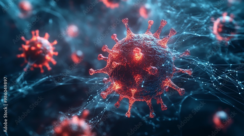 Digital Network Under Siege: Visualizing Global Pandemic Spread in 3D Render Digital Network Under Siege: Visualizing Global Pandemic Spread in 3D Render