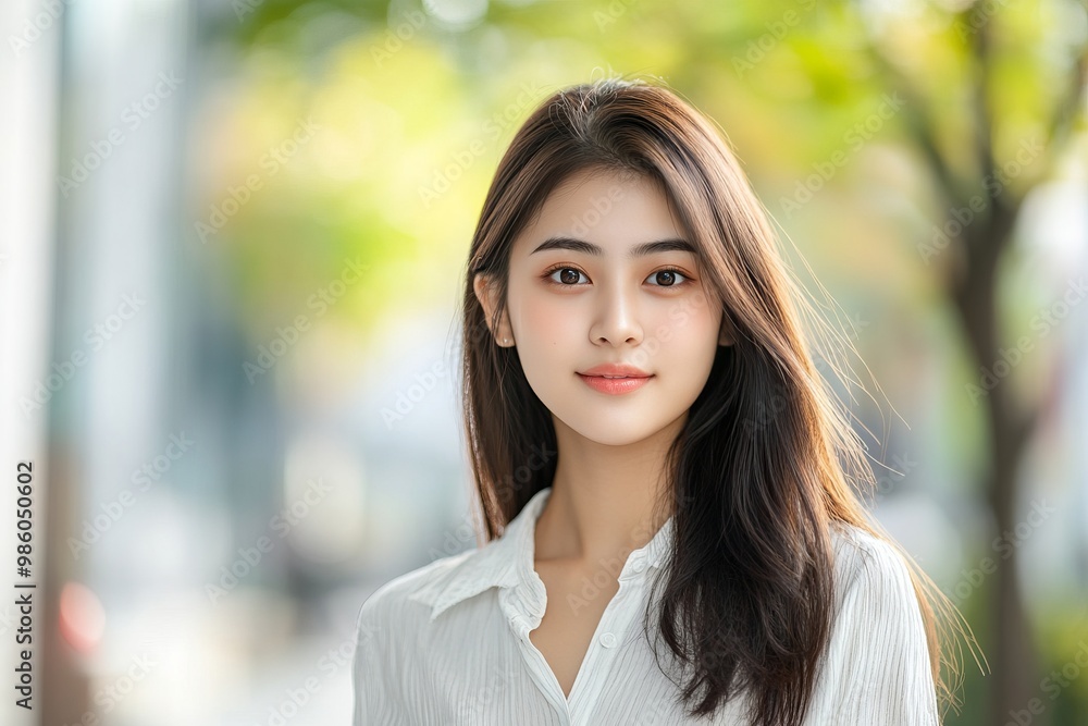 Elegant Portrait of an Asian Girl in Casual Wear. AI generated illustration Elegant Portrait of an Asian Girl in Casual Wear. AI generated illustration