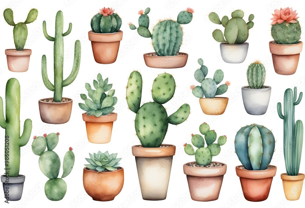 Cactus Watercolor Illustration.Succulent and Cacti Prints Elements
Cactus Watercolor Illustration.Succulent and Cacti Prints Elements