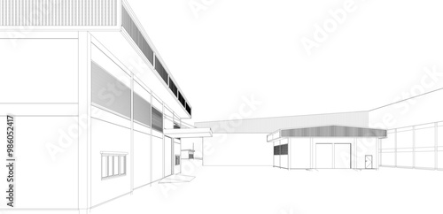 3D illustration of industrial project