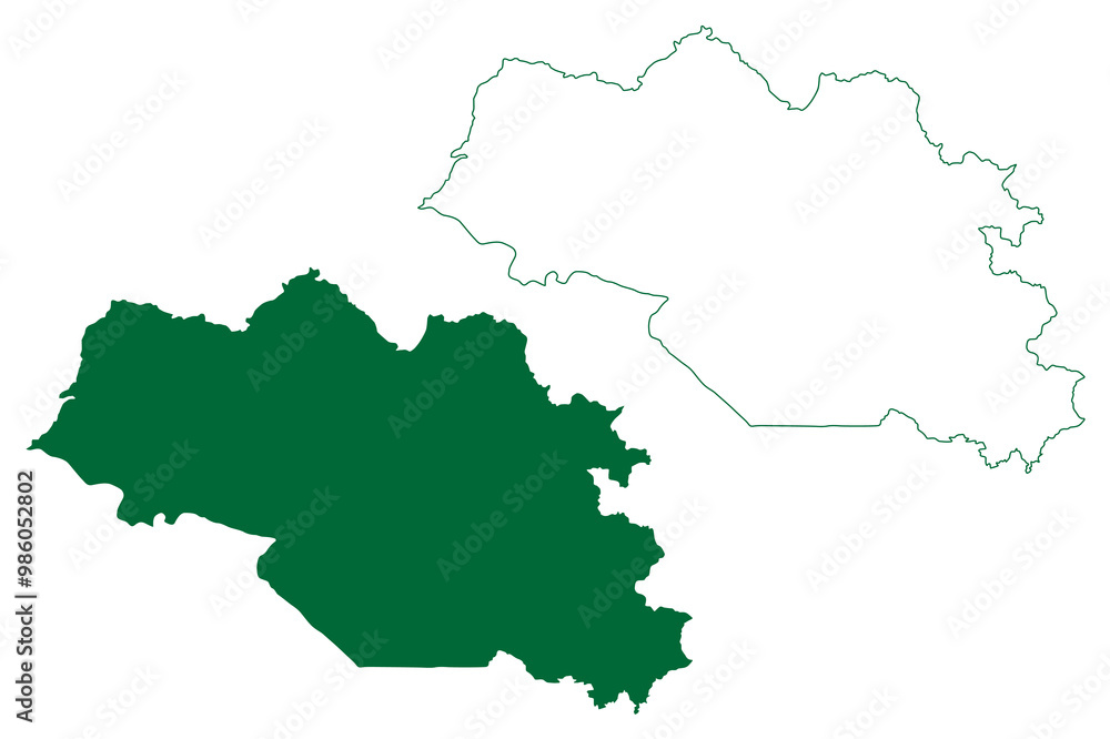 Fototapeta premium Nainital district (Uttarakhand or Uttaranchal State, Republic of India) map vector illustration, scribble sketch Nainital map