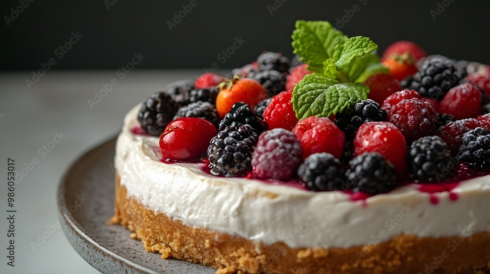 Delicious Cheesecake Topped With Fresh Berries Delicious Cheesecake Topped With Fresh Berries