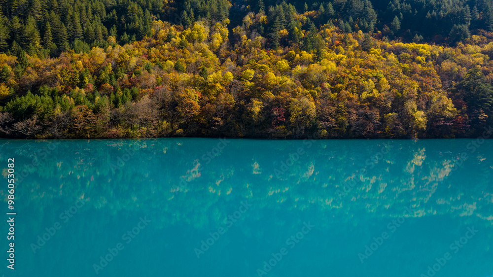 Aerial photography Jiuzhaigou Sichuan China Aerial photography Jiuzhaigou Sichuan China