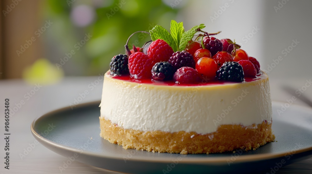 A Delicious Cheesecake Topped with Fresh Berries A Delicious Cheesecake Topped with Fresh Berries