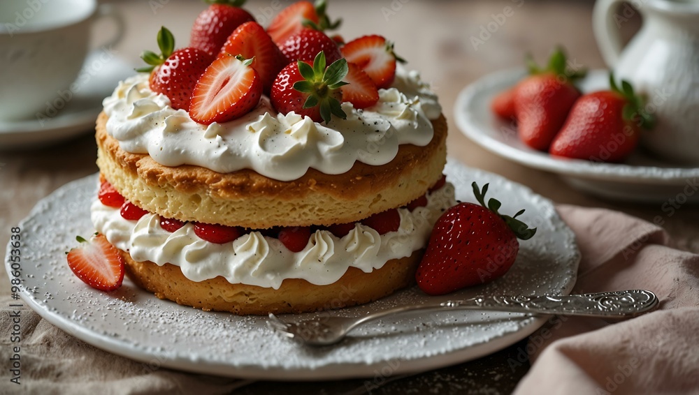 Strawberry cake with Chantilly cream, French dessert. Strawberry cake with Chantilly cream, French dessert.