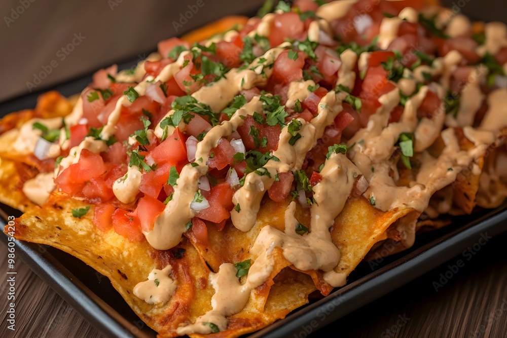 Close-up of Delicious Nachos with Toppings Close-up of Delicious Nachos with Toppings
