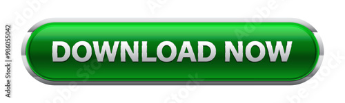 Download now button, green rounded box vector symbol