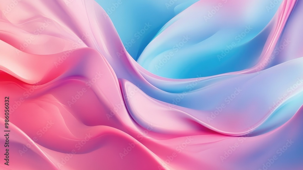 Fototapeta premium Abstract design with flowing pink and blue colors, creating a vibrant and modern background. Soft gradients and subtle shapes.