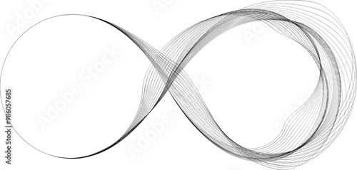 Infinity Symbol . Many vector curved lines forming endless logo. Design Element . Continuous line art . Infinite shape .Eternal Logo .  Infinity icon. Vector eternity symbol. 