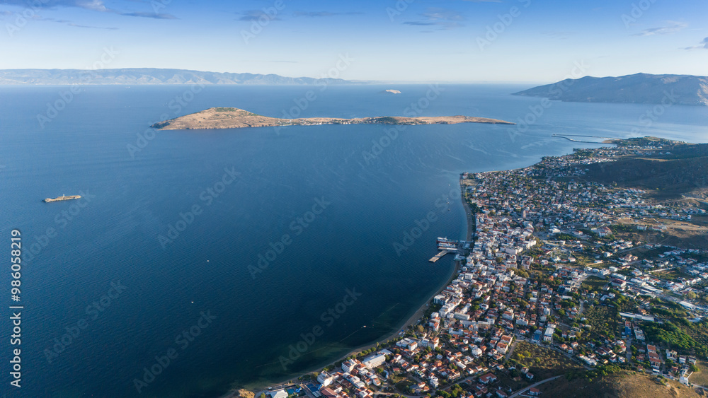 Aerial view of Avsa island, Turkey. Avsa Island view from sea in Turkey. Aerial view of Avsa island, Turkey. Avsa Island view from sea in Turkey.