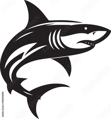 Bull Shark silhouette vector black and white