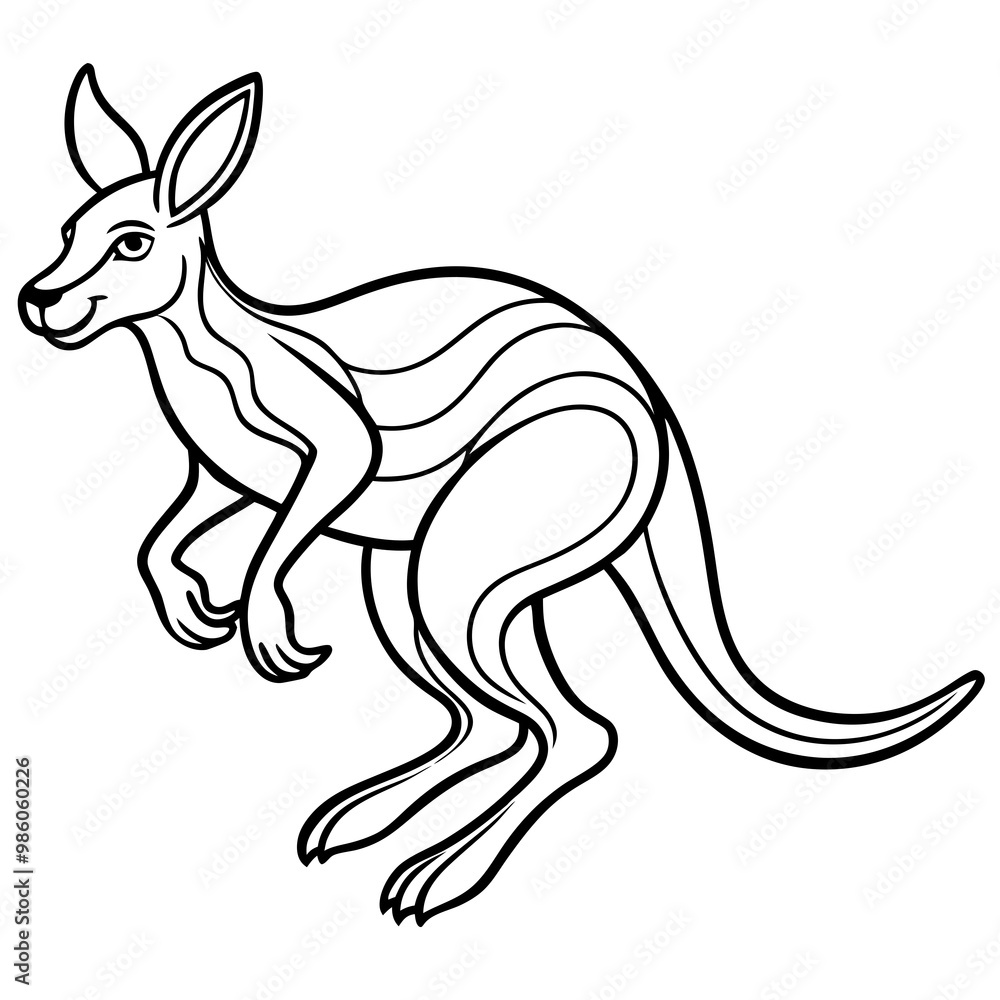 Dynamic Line Art of a Stylized Kangaroo in Mid Hop Dynamic Line Art of a Stylized Kangaroo in Mid Hop